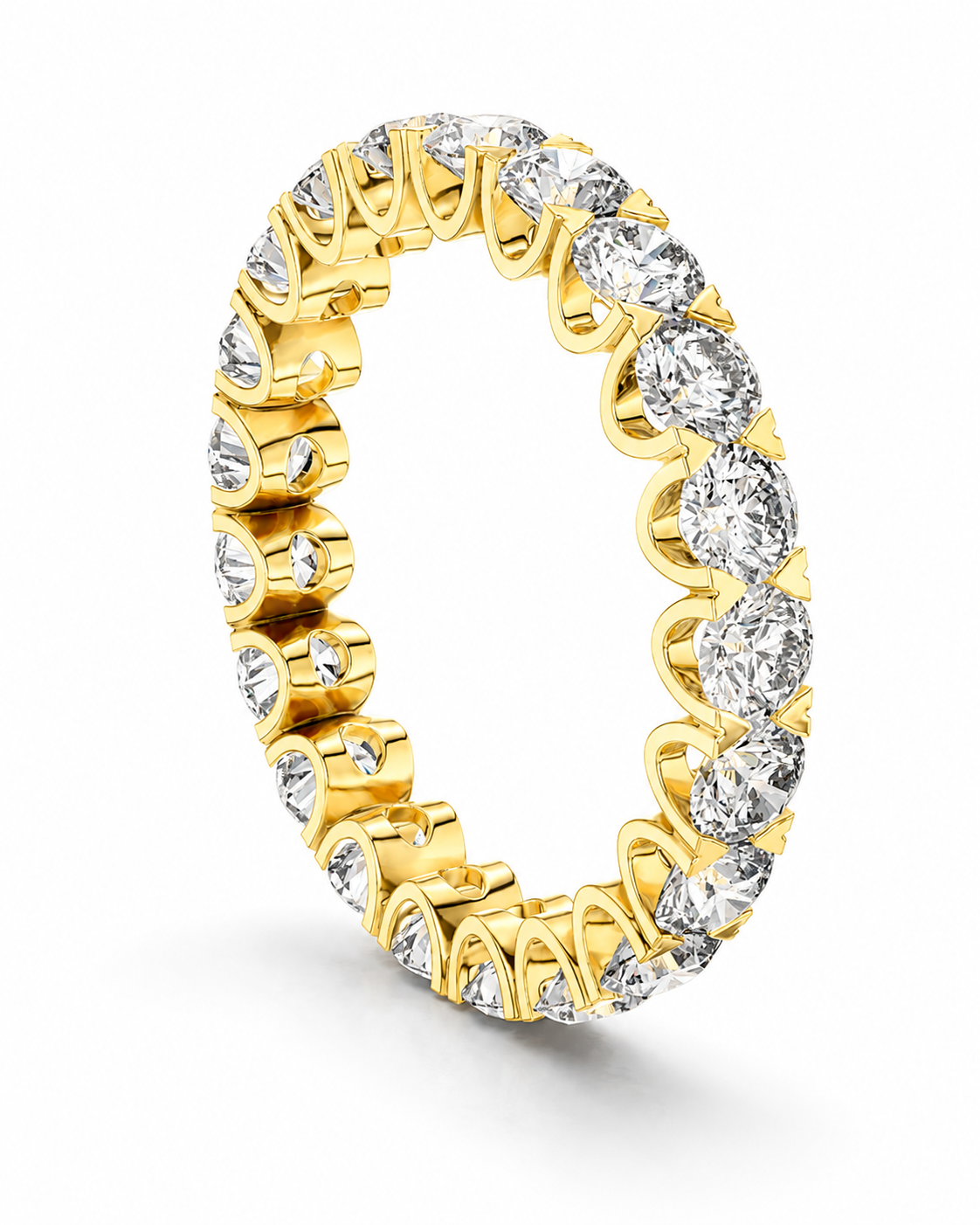 color_10K_YG, color_14K_YG &&	
A yellow gold eternity ring set with round brilliant-cut diamonds, shown on a clean white background.