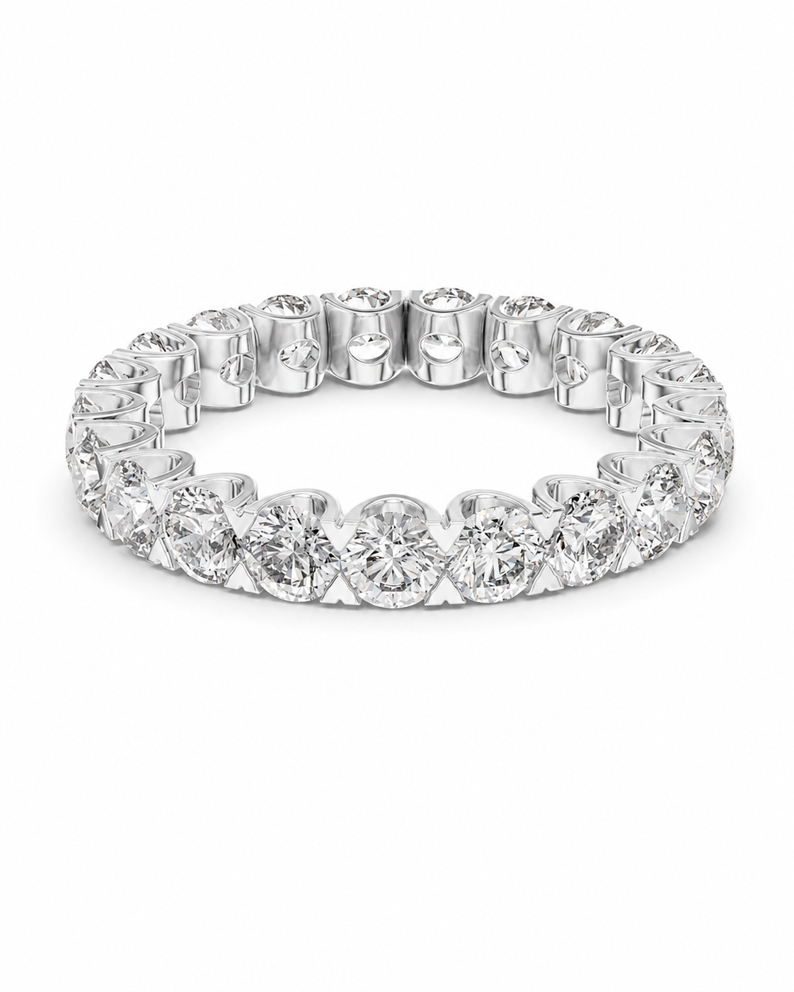 color_925_SIL,color_935_ARG,color_10K_WG, color_14K_WG &&	
A silver-toned diamond tennis bracelet with a continuous row of round-cut diamonds in a prong setting, shown on a clean white background.