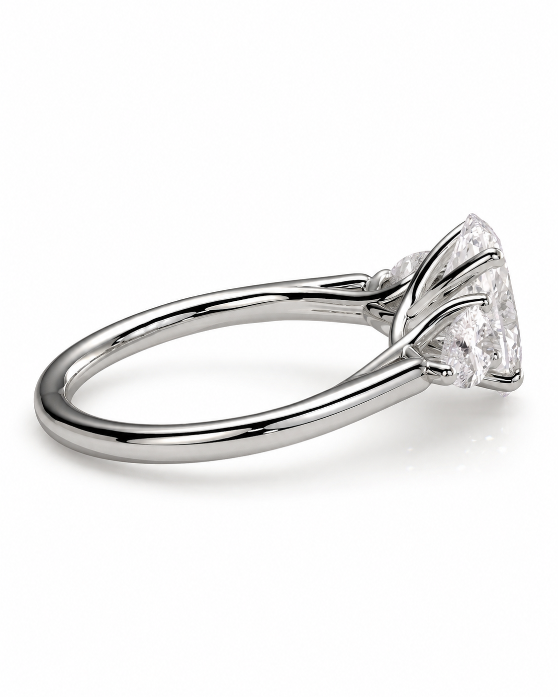 color_925_SIL,color_935_ARG,color_10K_WG, color_14K_WG &&
A polished silver-tone diamond ring with a triangular-cut center stone and smaller accent stones on the shoulders, shown on a clean white background.