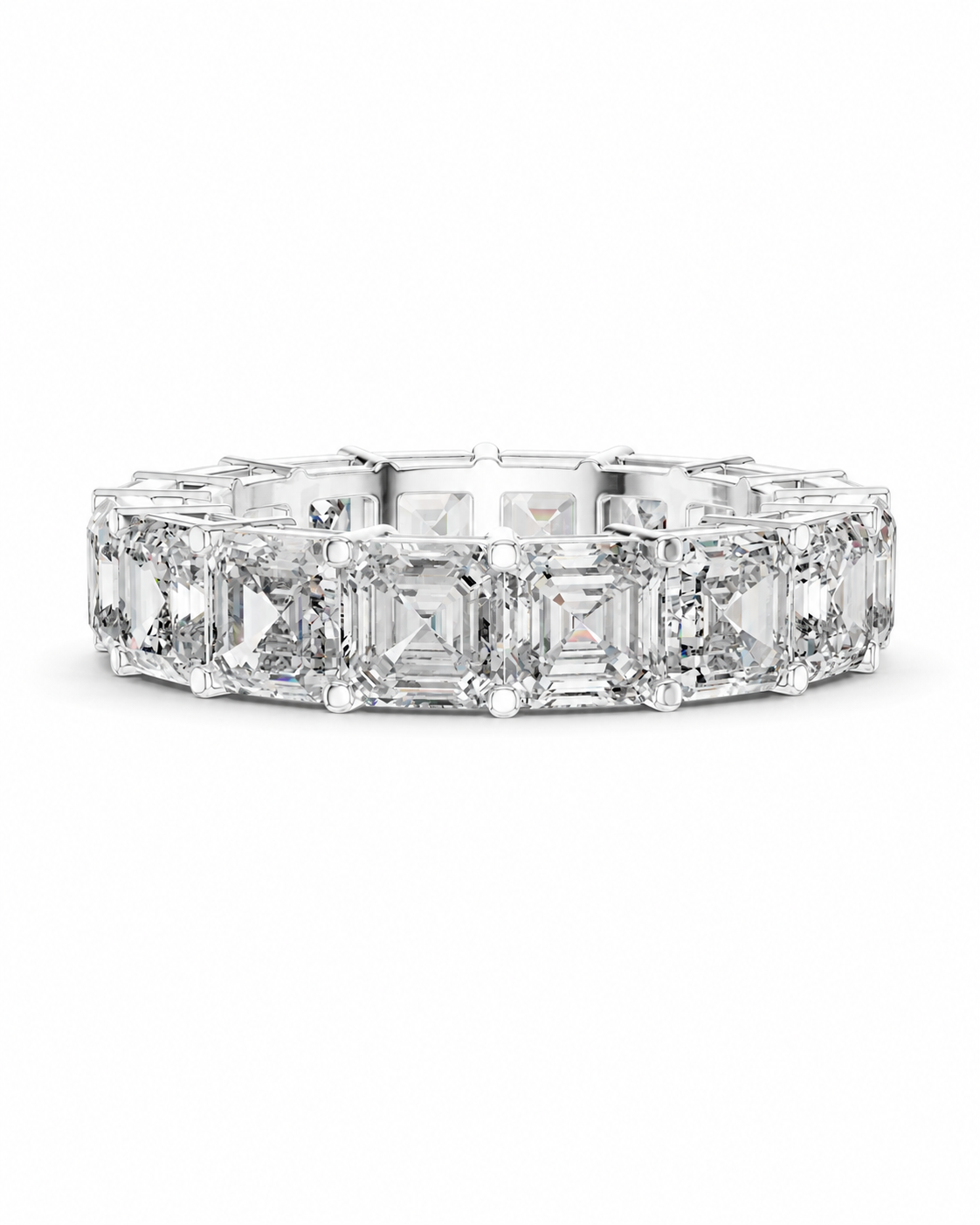 color_925_SIL,color_935_ARG,color_10K_WG, color_14K_WG &&	
A silver-toned eternity ring featuring a seamless row of baguette-cut clear gemstones, shown on a plain white background.