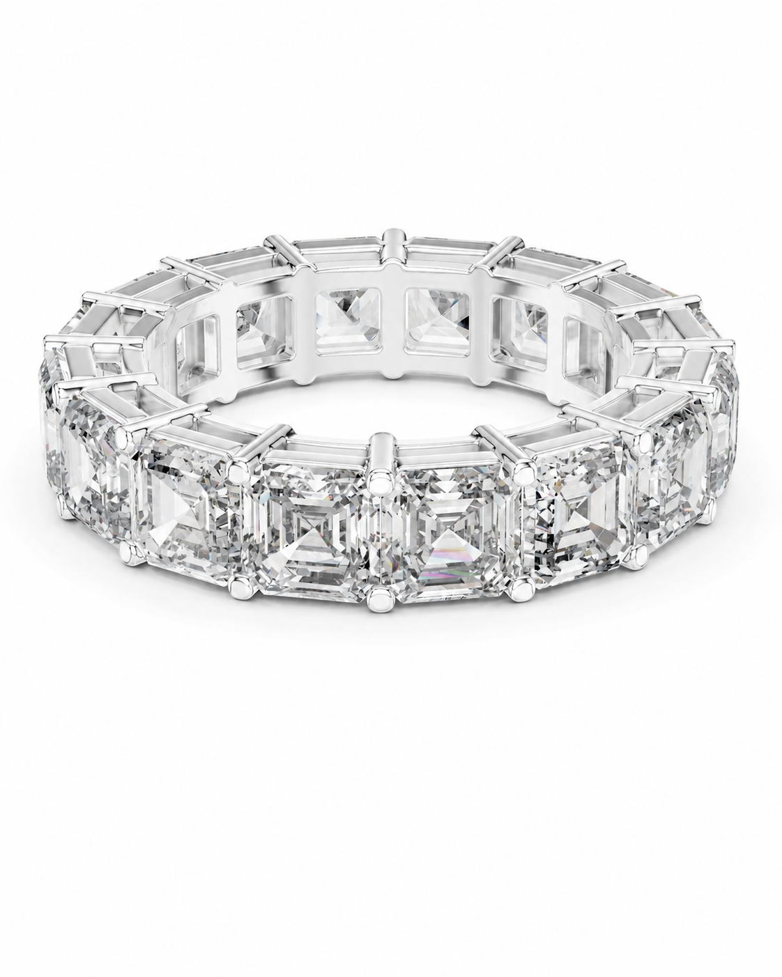 color_925_SIL,color_935_ARG,color_10K_WG, color_14K_WG &&	
A silver diamond eternity ring featuring a continuous row of baguette-cut and round diamonds in a prong setting, shown on a clean white background.