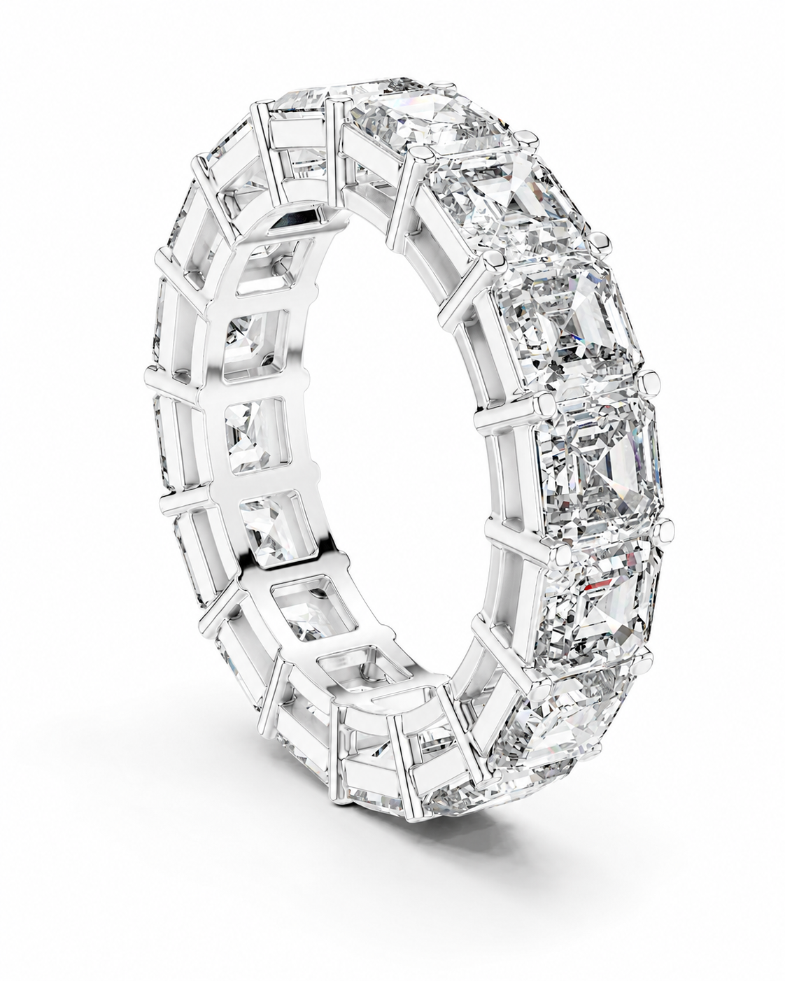 color_925_SIL,color_935_ARG,color_10K_WG, color_14K_WG &&	
A silver-toned eternity ring paved with baguette-cut clear gemstones, shown on a clean white background.