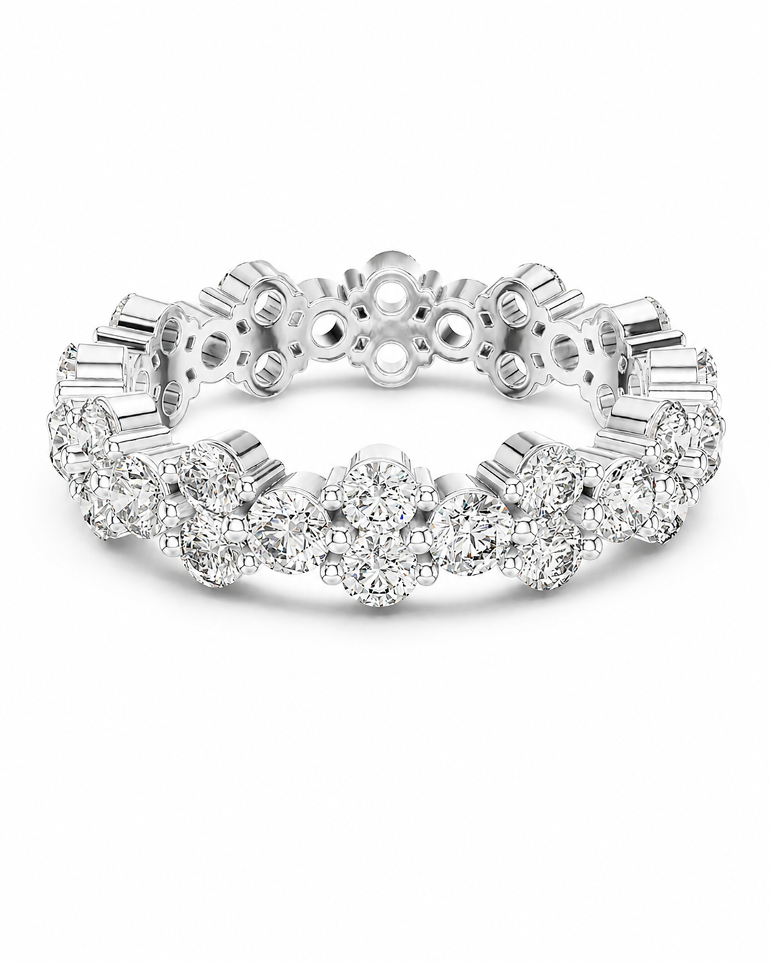 color_925_SIL,color_935_ARG,color_10K_WG, color_14K_WG &&	
A silver-toned eternity band featuring rows of round and baguette-cut clear gemstones, photographed on a clean white background.