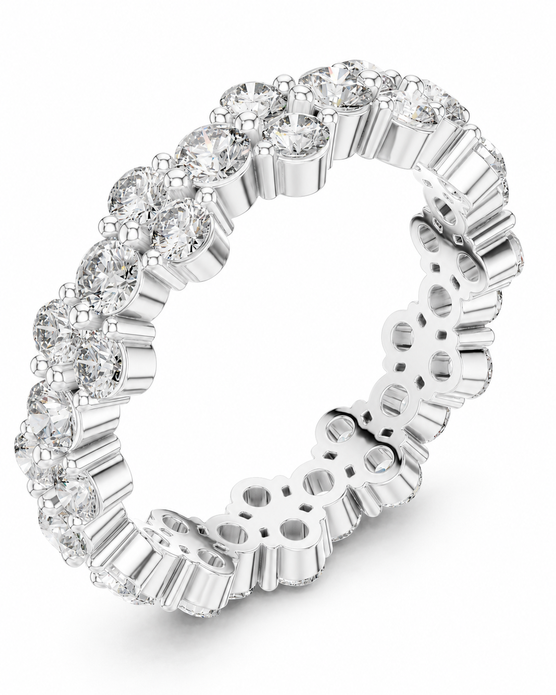 color_925_SIL,color_935_ARG,color_10K_WG, color_14K_WG &&	
A silver-tone eternity ring set with a full row of round brilliant-cut diamonds, shown on a clean white background.