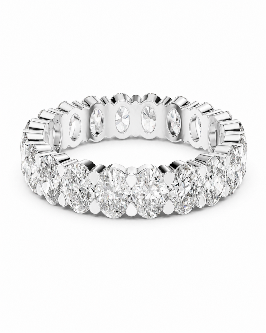 color_925_SIL,color_935_ARG,color_10K_WG, color_14K_WG &&	
A silver-toned eternity ring featuring a continuous row of round brilliant-cut diamonds in a prong setting, shown on a clean white background.