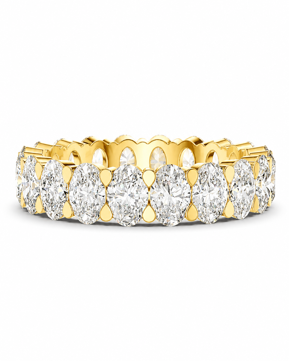 color_10K_YG, color_14K_YG &&	
A yellow gold eternity ring featuring a continuous row of round brilliant-cut diamonds in a prong setting, shown on a clean white background.