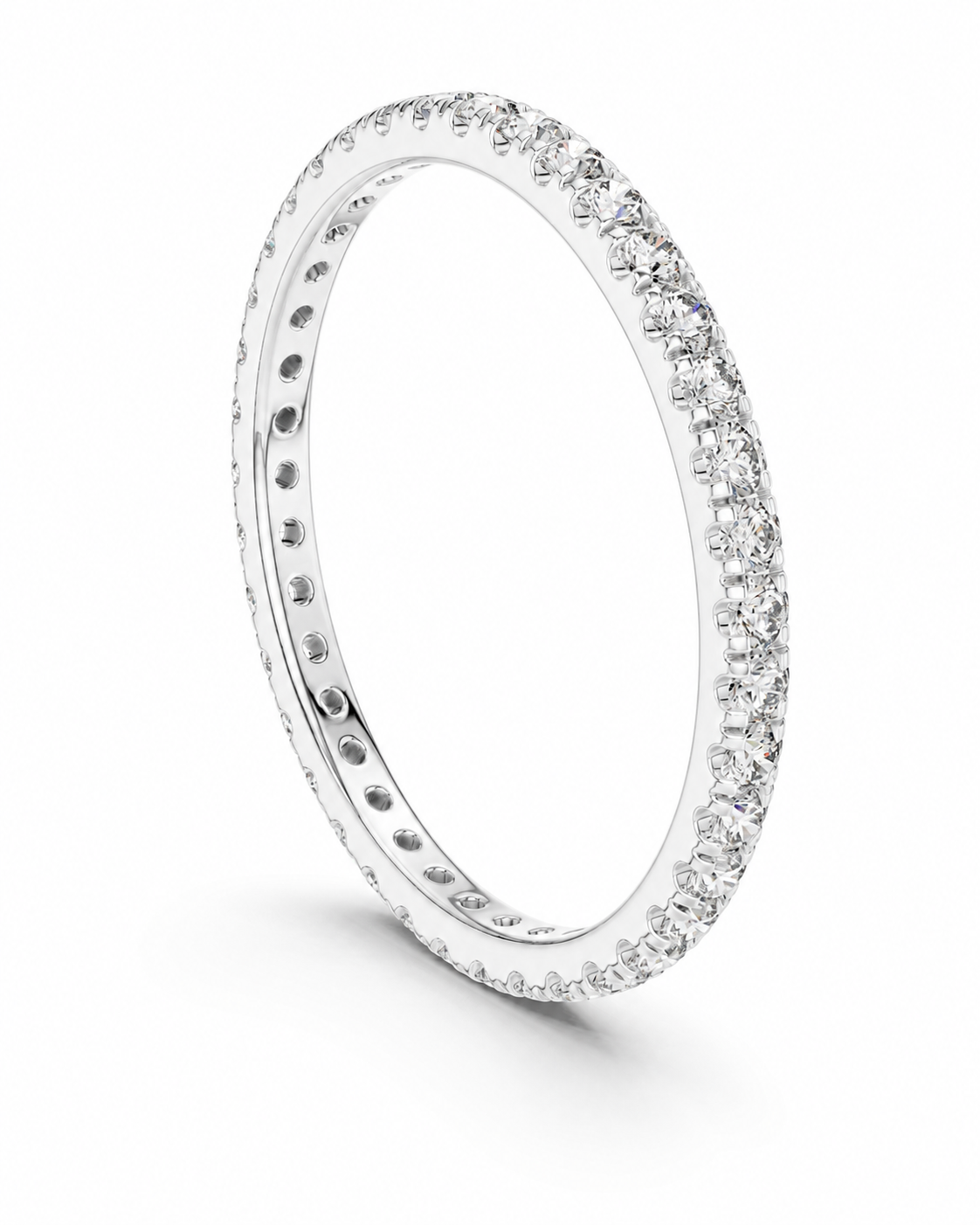 color_925_SIL,color_935_ARG,color_10K_WG, color_14K_WG &&	
A silver-tone eternity ring paved with small clear cubic zirconia stones, shown at an angle on a clean white background.