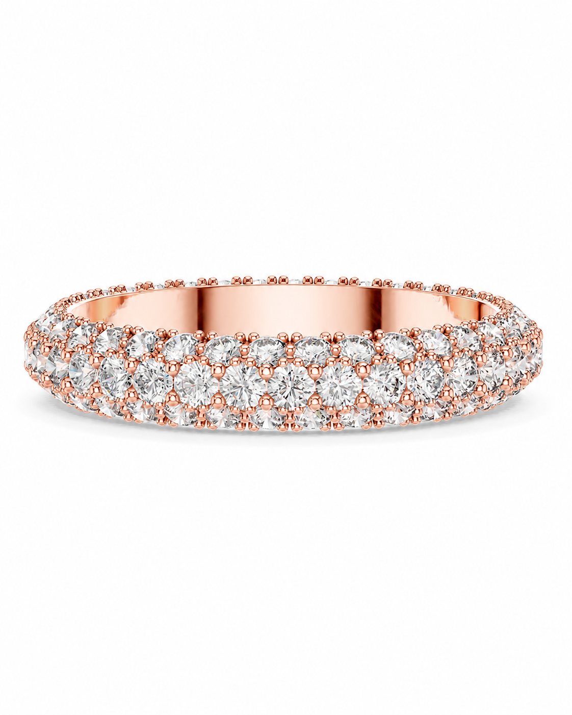 color_10K_RG, color_14K_RG &&	A rose gold eternity ring paved with round brilliant-cut diamonds, shown on a clean white background.