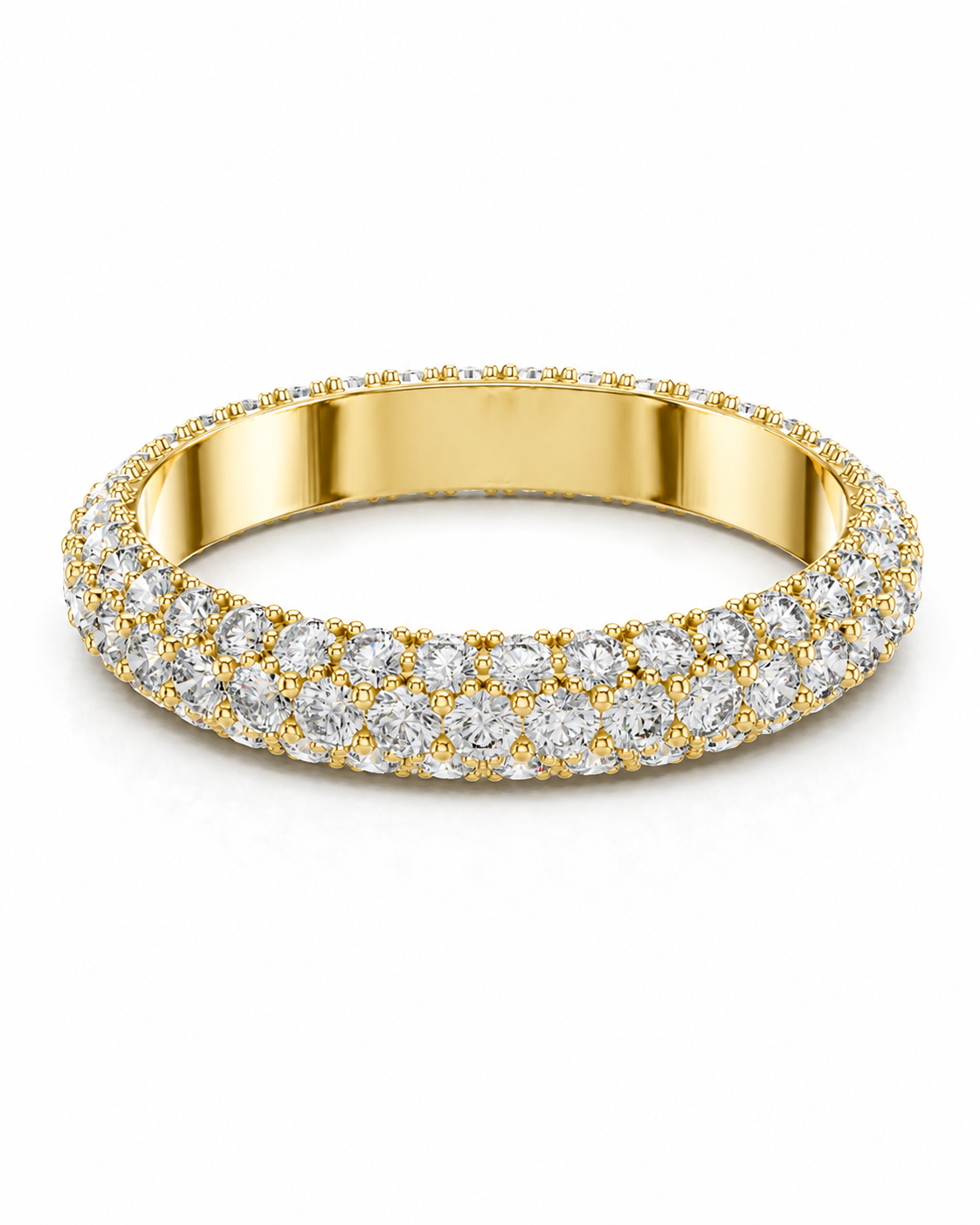 color_10K_YG, color_14K_YG &&	
A yellow gold eternity ring paved with round brilliant-cut diamonds on a clean white background.