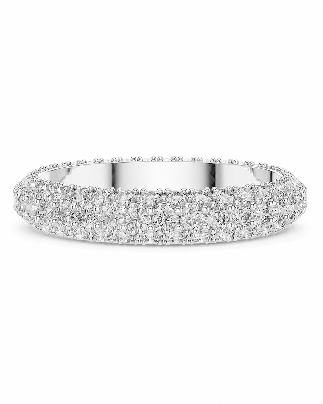 color_925_SIL,color_935_ARG,color_10K_WG, color_14K_WG &&	
A diamond pave band ring in silver-colored metal, photographed on a clean white background.