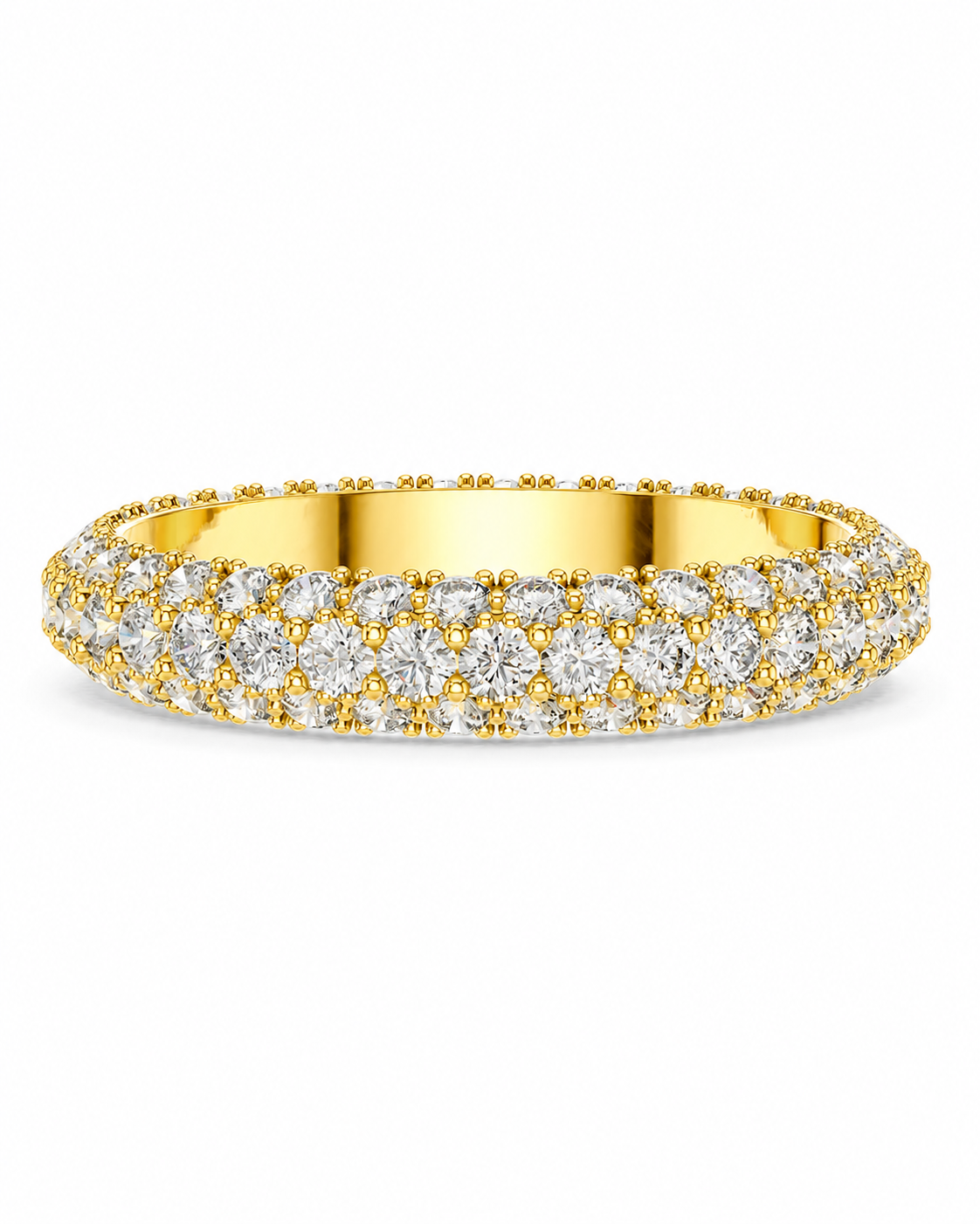 color_10K_YG, color_14K_YG &&	
A yellow gold eternity ring paved with round brilliant-cut diamonds, shown on a clean white background.