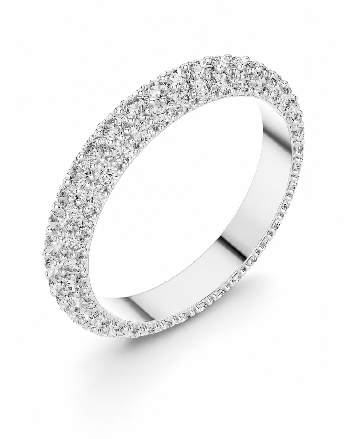 color_925_SIL,color_935_ARG,color_10K_WG, color_14K_WG &&	
A silver-tone pave ring band with a continuous row of clear stones, photographed on a clean white background.