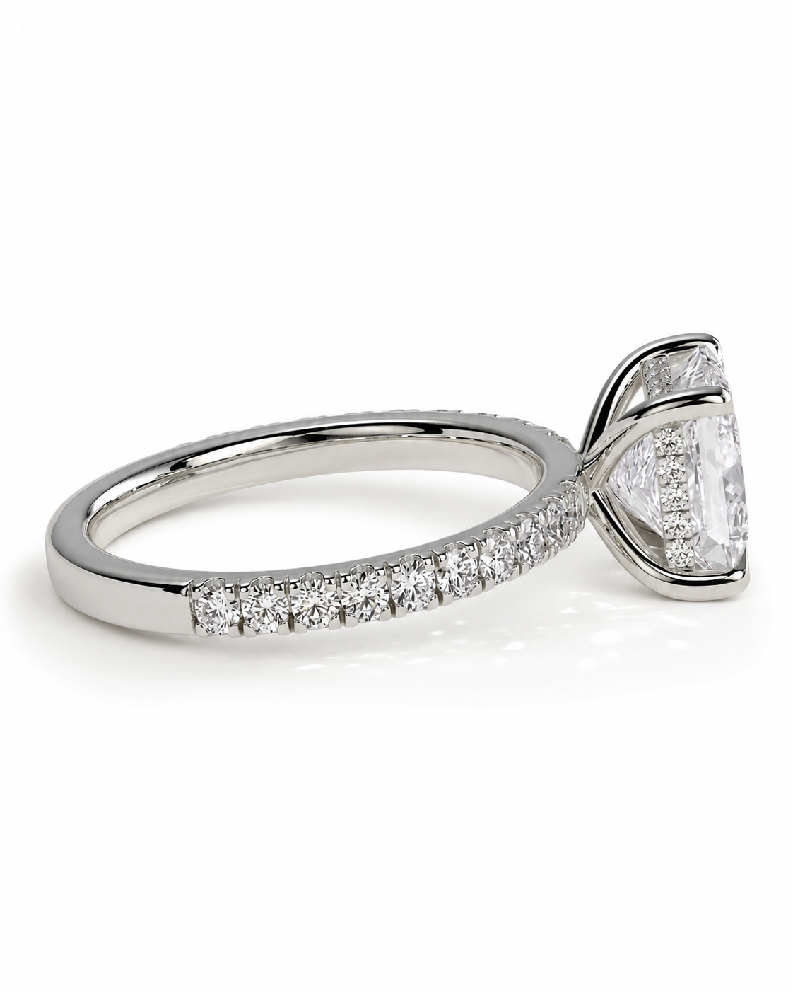 color_925_SIL,color_935_ARG,color_10K_WG, color_14K_WG &&A silver-toned diamond ring with a large triangular center stone and a pave-set band, shown on a clean white background.