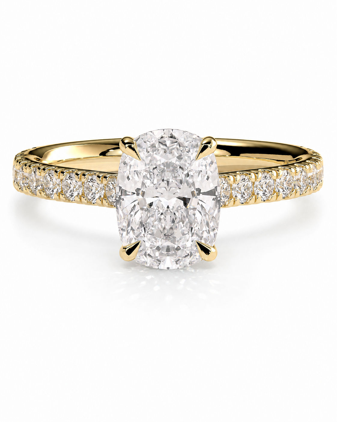 color_10K_YG, color_14K_YG &&A yellow gold engagement ring featuring a large oval-cut diamond center stone and a pave-set diamond band, shown on a clean white background.