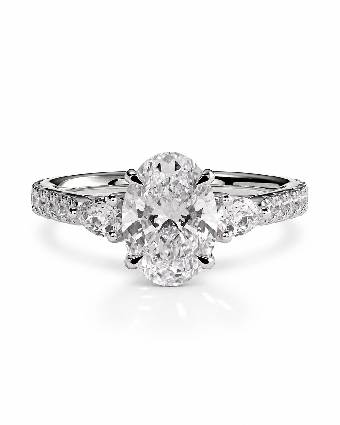 color_925_SIL,color_935_ARG,color_10K_WG, color_14K_WG &&An oval diamond engagement ring with a brilliant center stone and a pave-set diamond band, shown on a clean white background.