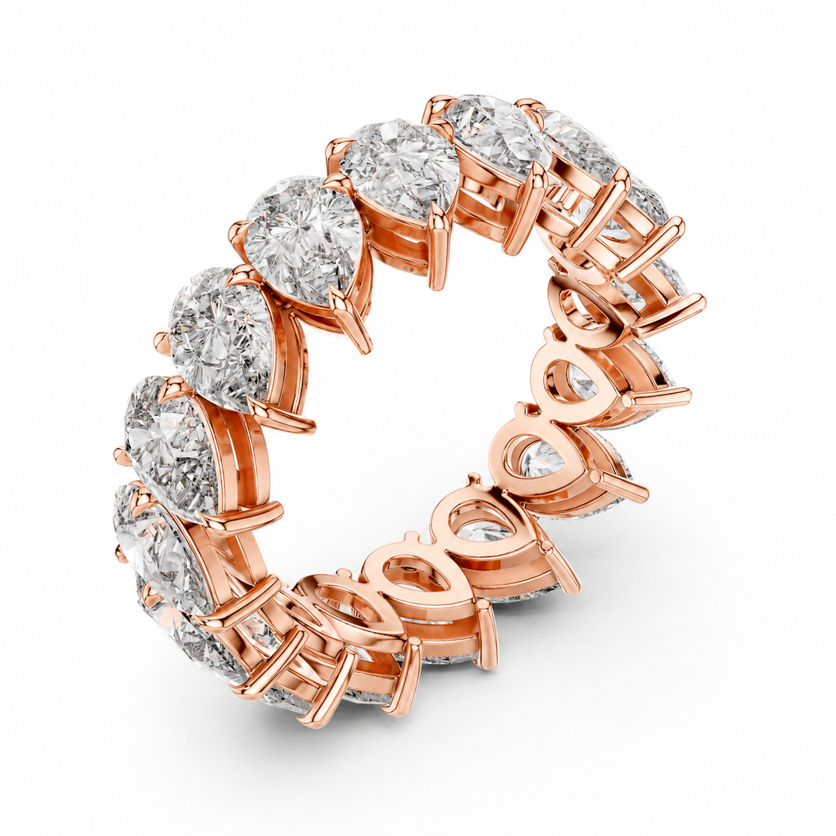 color_10K_RG, color_14K_RG &&	A rose gold eternity band ring featuring a continuous row of round brilliant-cut diamonds set in a polished rose gold band, shown on a clean white background.