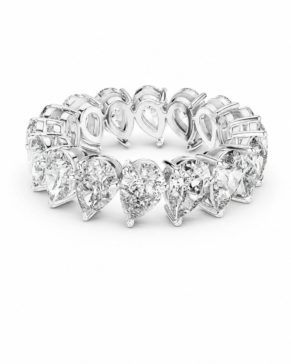color_925_SIL,color_935_ARG,color_10K_WG, color_14K_WG &&	
A silver diamond eternity band ring featuring a continuous row of brilliant-cut and pear-cut diamonds in a polished silver setting, photographed on a seamless white background.