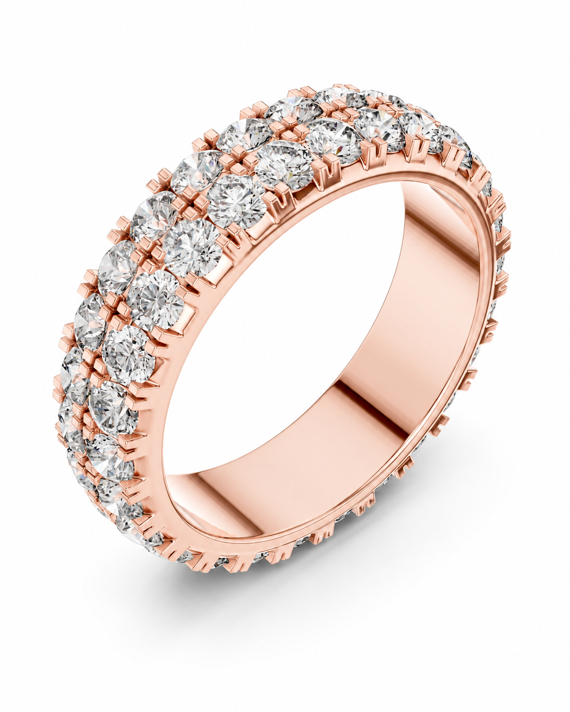 color_10K_RG, color_14K_RG &&	A rose gold eternity ring paved with round brilliant-cut diamonds, shown on a clean white background.