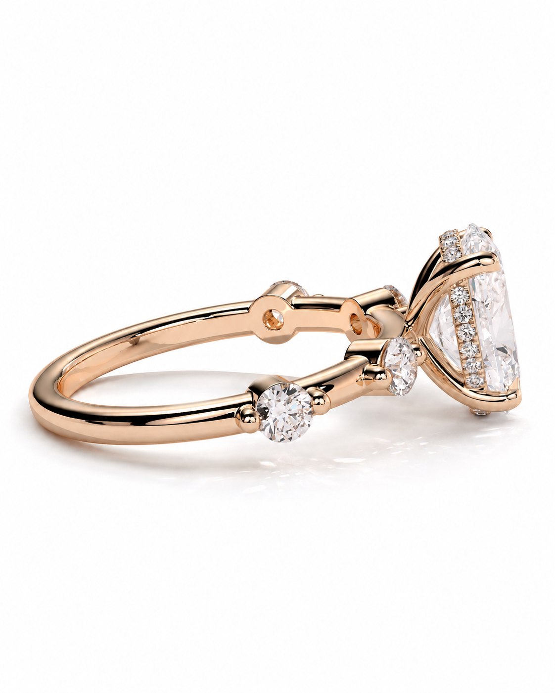 color_10K_RG, color_14K_RG &&A rose gold engagement ring featuring a large marquise-cut diamond center stone and smaller round diamonds on the band, shown on a clean white background.