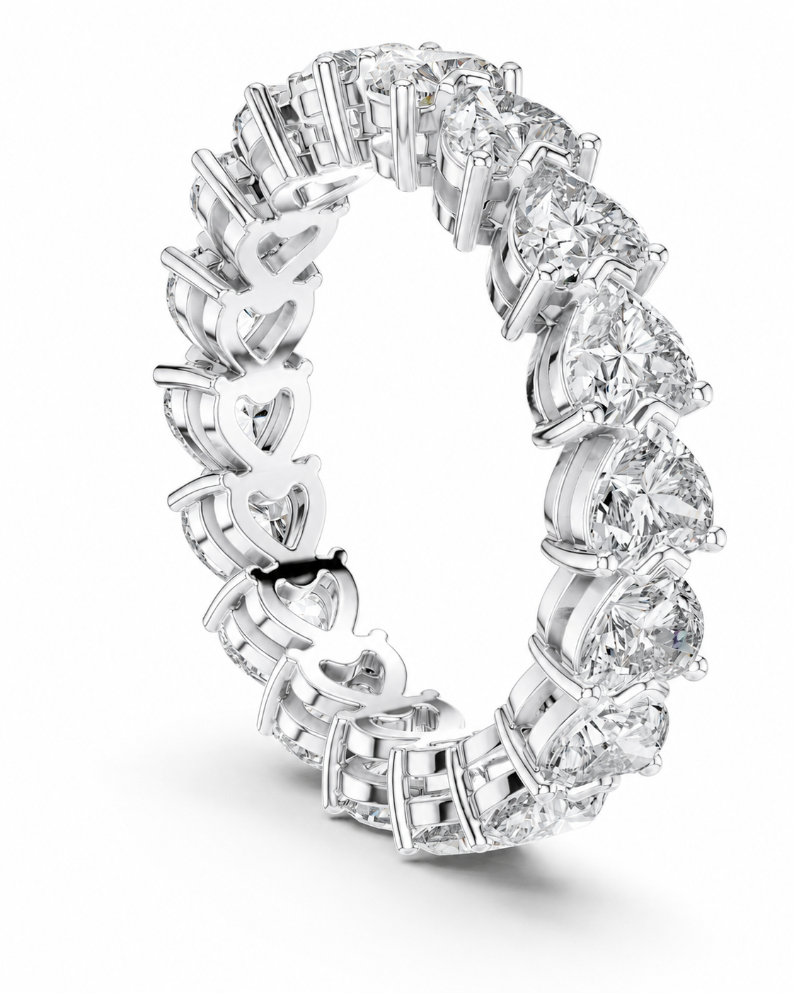 color_925_SIL,color_935_ARG,color_10K_WG, color_14K_WG &&	
A silver diamond eternity ring featuring a continuous band of round-cut and pear-cut diamonds in a brilliant and marquise settings, shown on a clean white background.