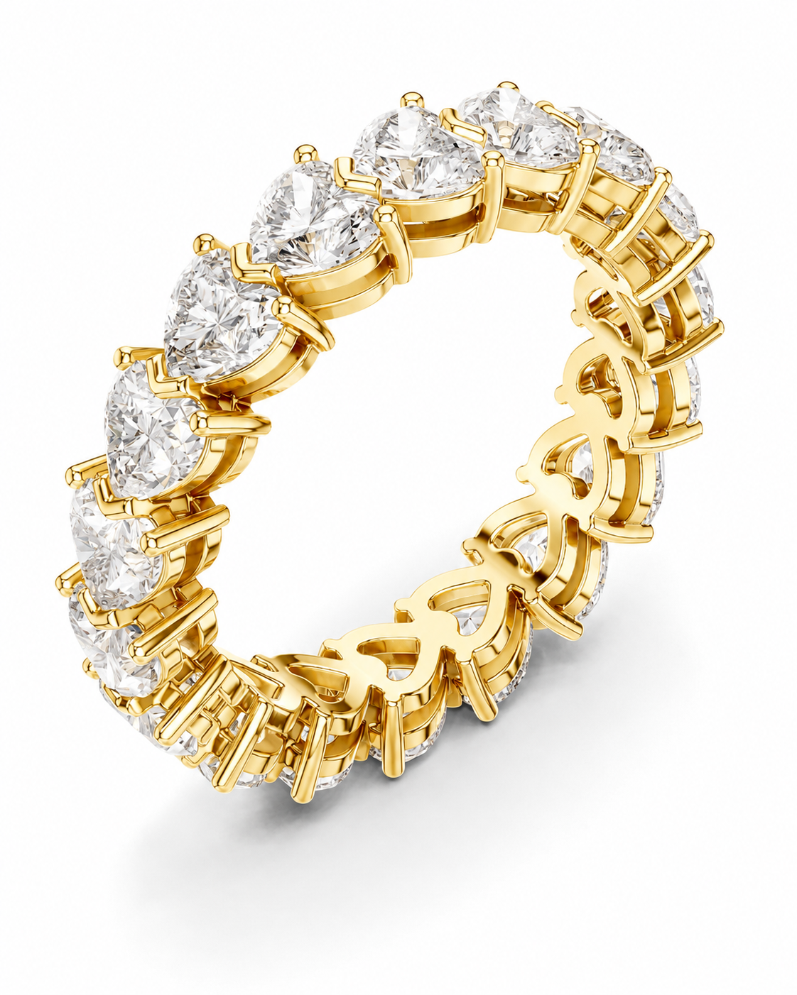 color_10K_YG, color_14K_YG &&	
A yellow gold eternity ring featuring a continuous row of round brilliant-cut diamonds in a prong setting, shown on a clean white background.