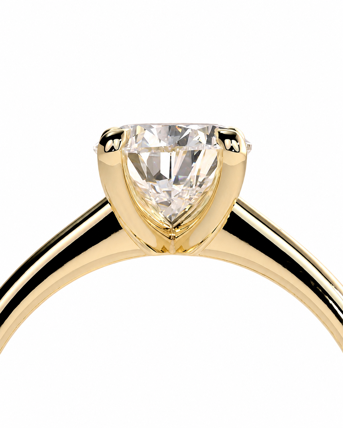 color_10K_YG, color_14K_YG &&Minimal solitaire engagement ring with pear moissanite center stone
