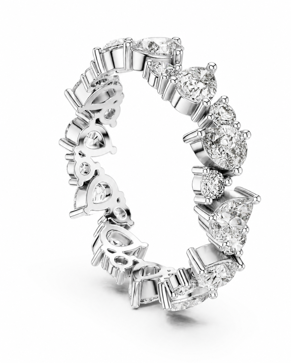 color_925_SIL,color_935_ARG,color_10K_WG, color_14K_WG &&	
A silver diamond eternity ring featuring a continuous band of round, marquise, and baguette-cut diamonds set in a polished silver-toned metal, shown on a clean white background.