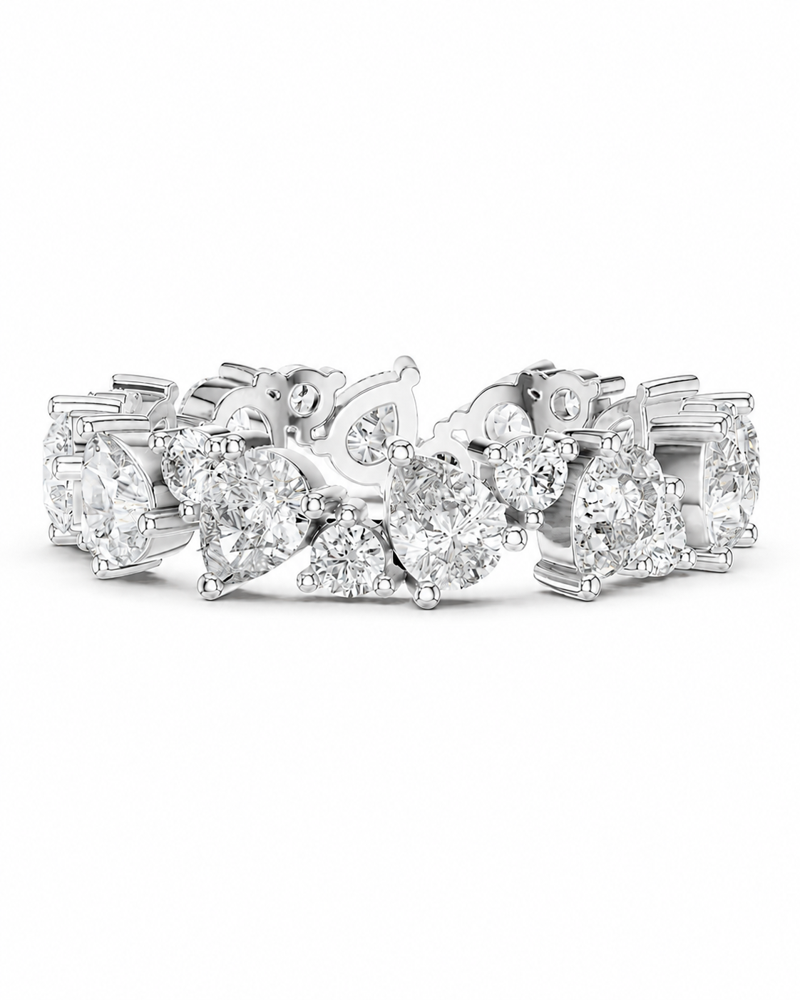 color_925_SIL,color_935_ARG,color_10K_WG, color_14K_WG &&	
A silver diamond eternity band ring featuring a continuous line of round brilliant-cut diamonds and smaller accent diamonds in a polished silver setting, shown against a plain white background.