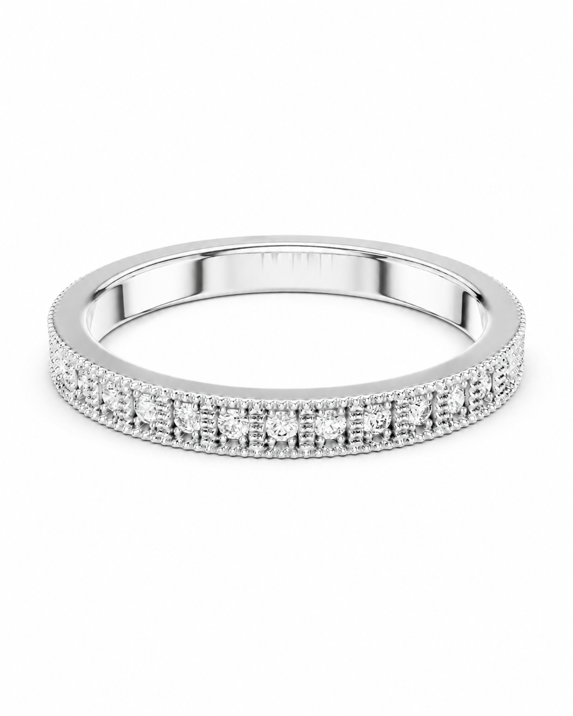 color_925_SIL,color_935_ARG,color_10K_WG, color_14K_WG &&	
A silver diamond eternity ring with a continuous row of round-cut diamonds set in a polished band, shown on a plain white background.