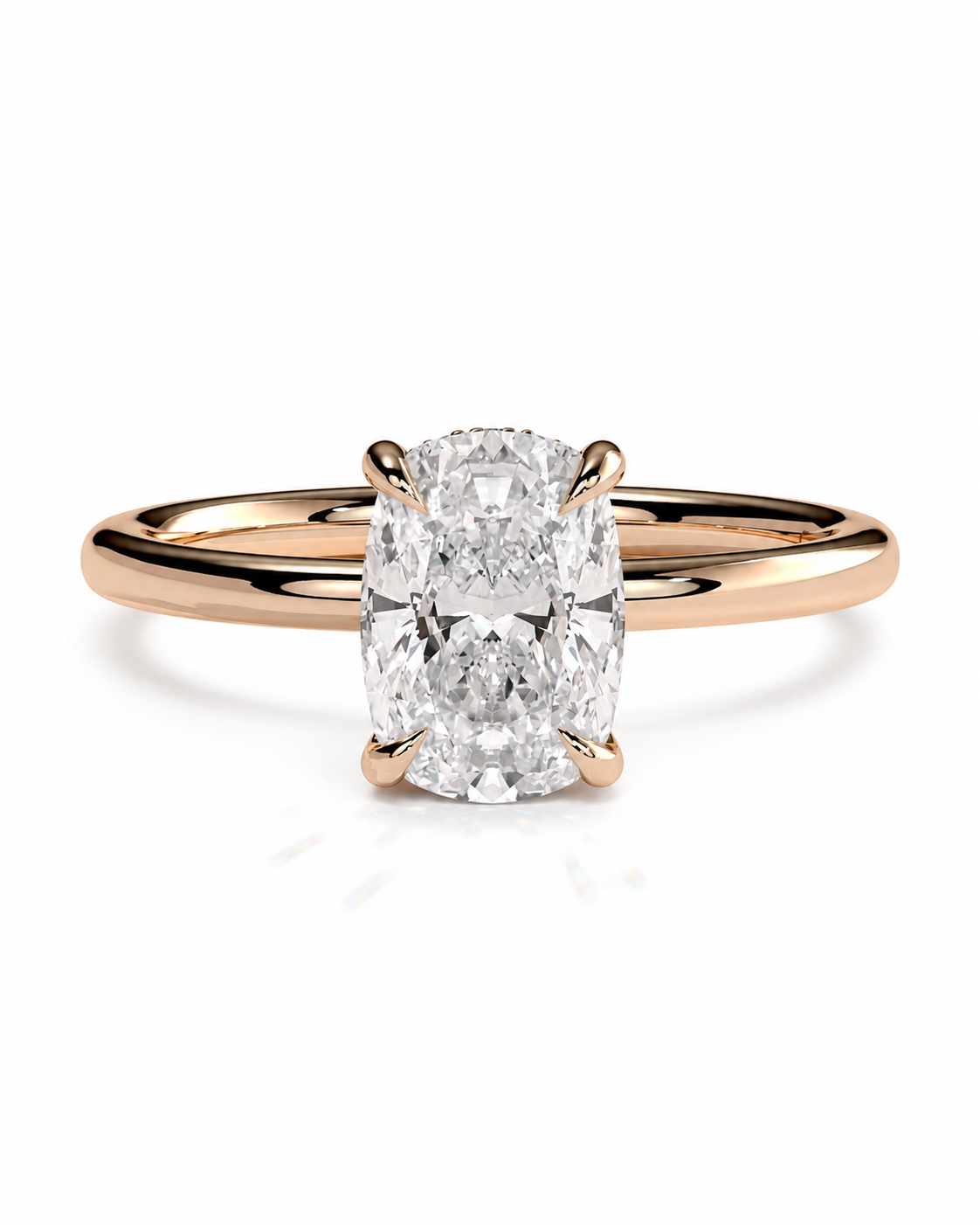color_10K_RG, color_14K_RG &&An oval-cut diamond engagement ring with a rose gold band, shown on a clean white background.