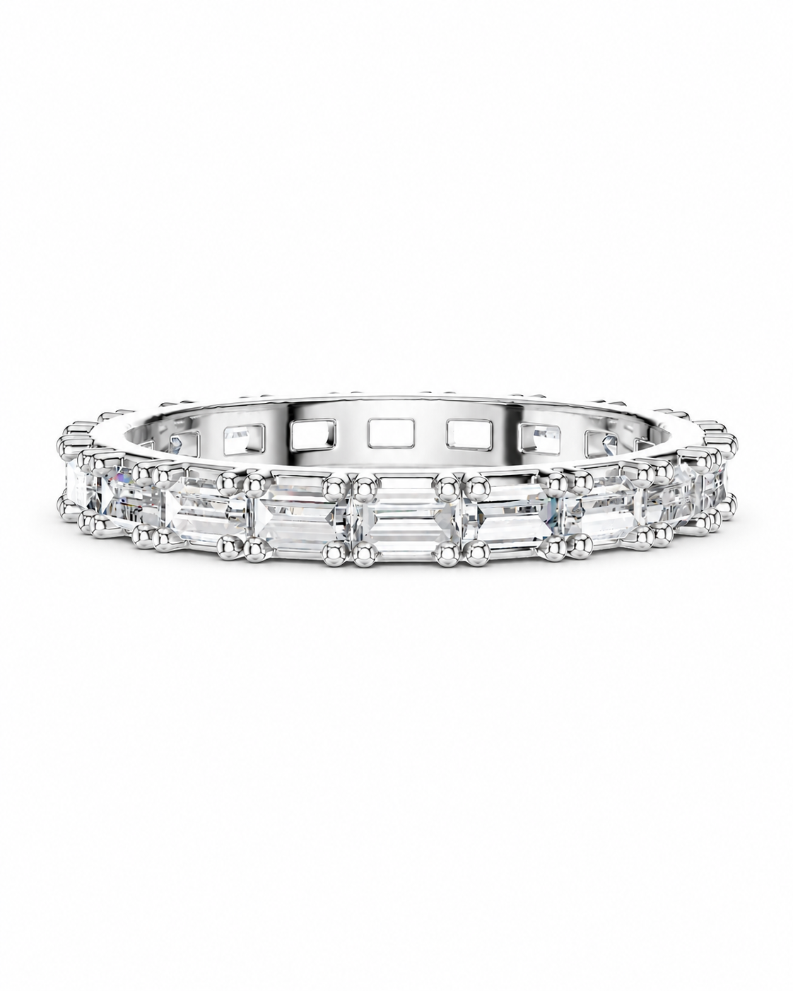 color_925_SIL,color_935_ARG,color_10K_WG, color_14K_WG &&	
A silver eternity ring paved with baguette and round-cut clear gemstones, shown on a plain white background.
