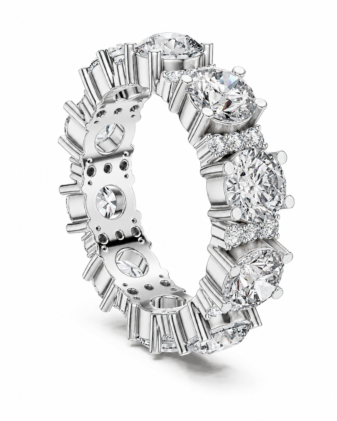 color_925_SIL,color_935_ARG,color_10K_WG, color_14K_WG &&	
A silver-toned eternity ring featuring a mix of round brilliant-cut diamonds and baguette-cut diamonds, shown on a clean white background.