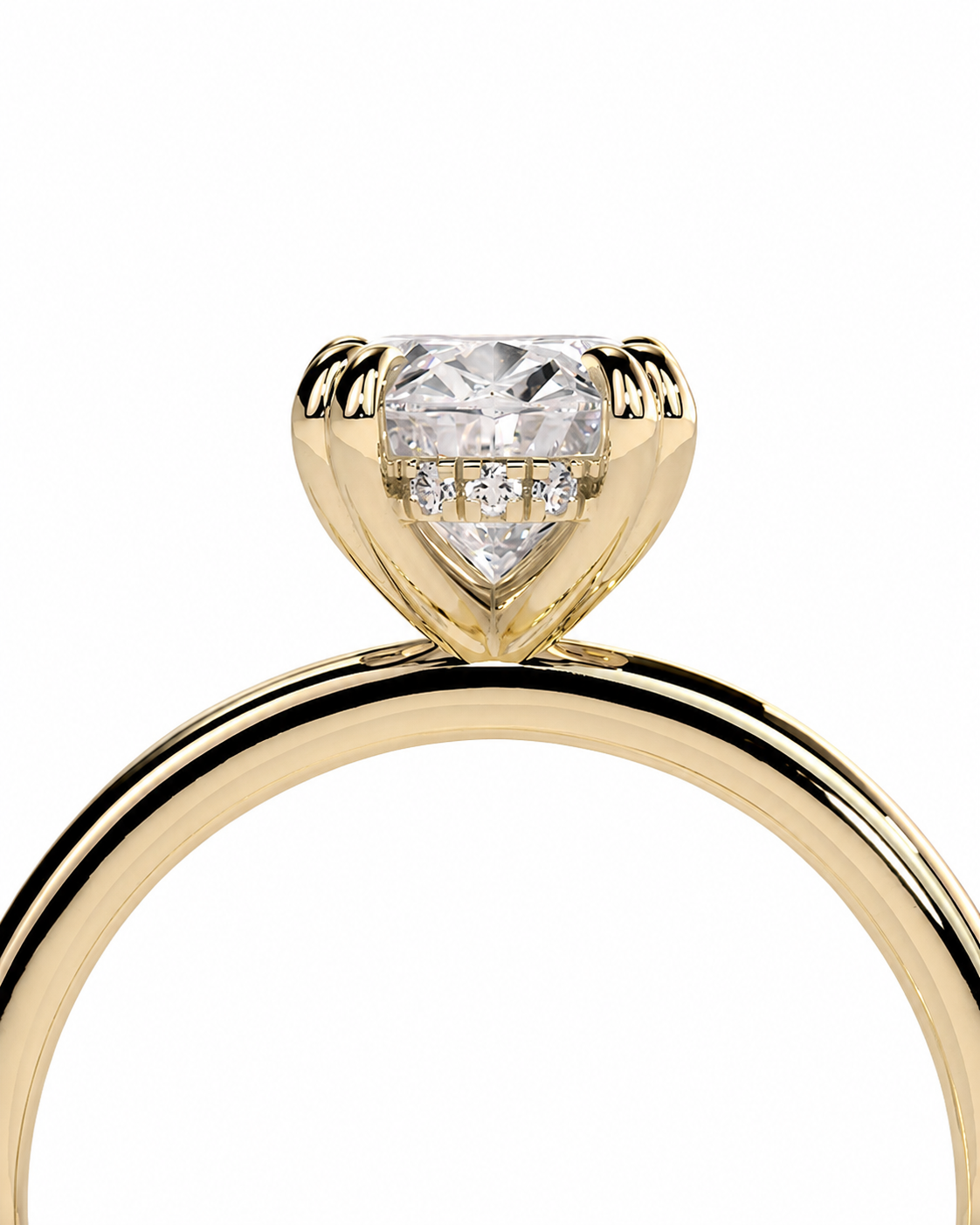 color_10K_YG, color_14K_YG &&Diamond alternative engagement ring featuring oval moissanite beauty