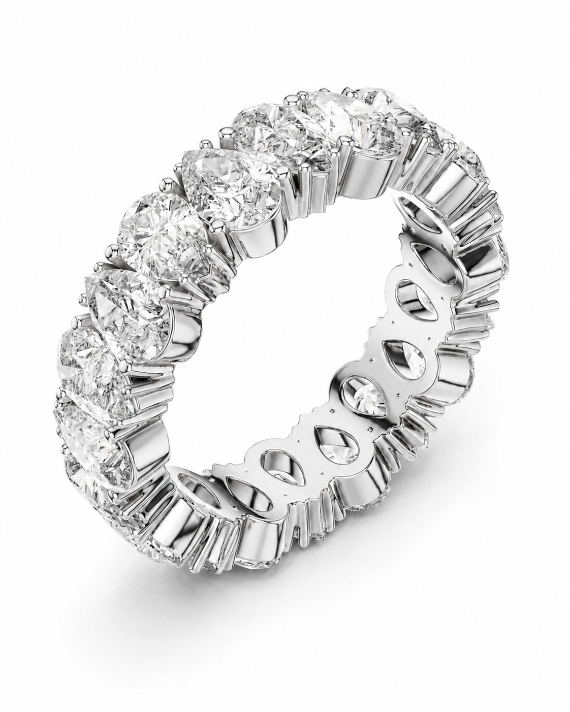 color_925_SIL,color_935_ARG,color_10K_WG, color_14K_WG &&	
A silver diamond eternity ring with a continuous row of round-cut and baguette-cut diamonds in a prong setting, shown on a clean white background.