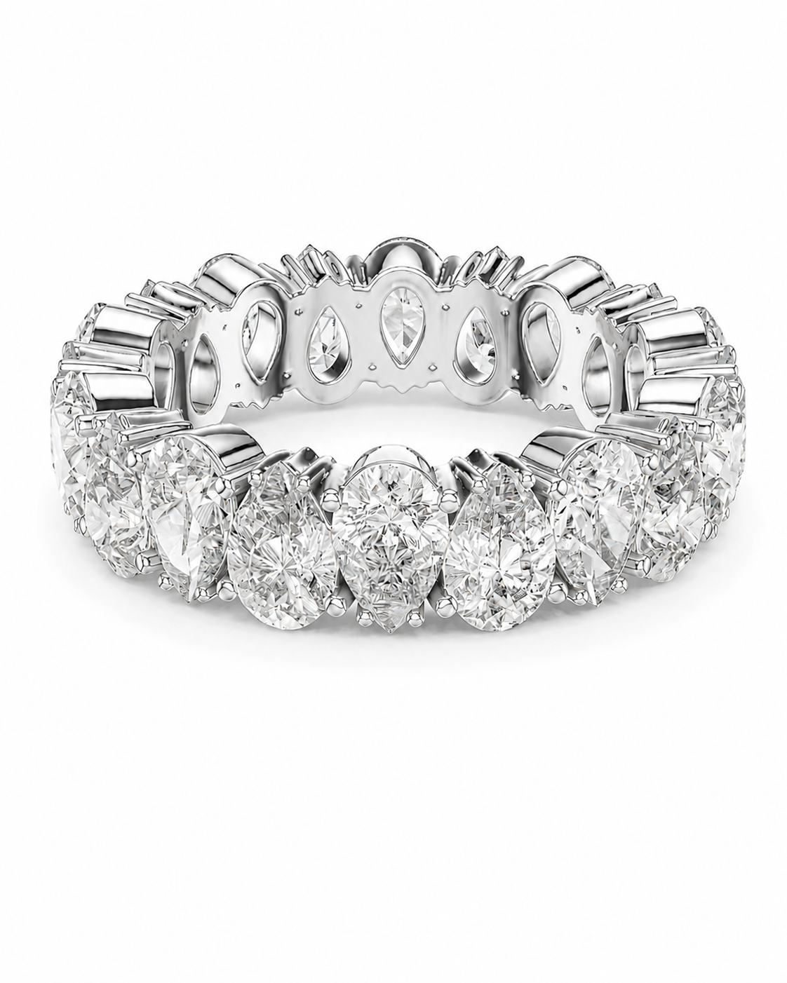 color_925_SIL,color_935_ARG,color_10K_WG, color_14K_WG &&	
A diamond eternity band ring in a silver-toned metal setting, featuring round brilliant-cut diamonds, oval diamonds, and marquise-cut diamonds, shown on a clean white background.