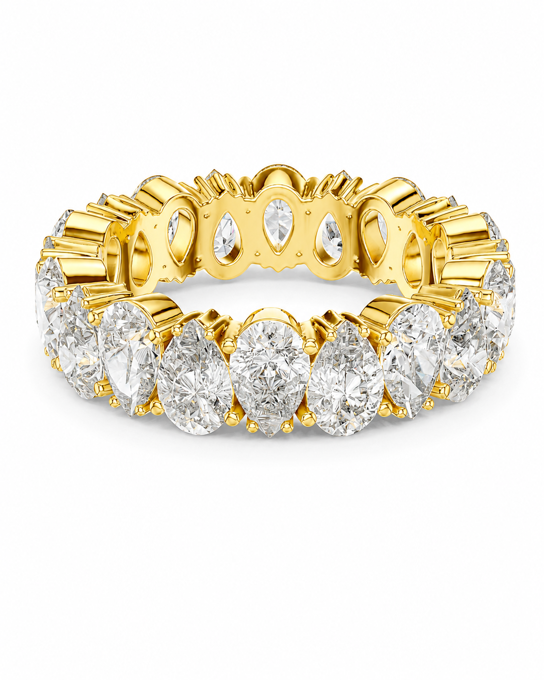 color_10K_YG, color_14K_YG &&	
A yellow gold eternity ring featuring a continuous row of round brilliant-cut diamonds set in a prong setting, shown on a clean white background.