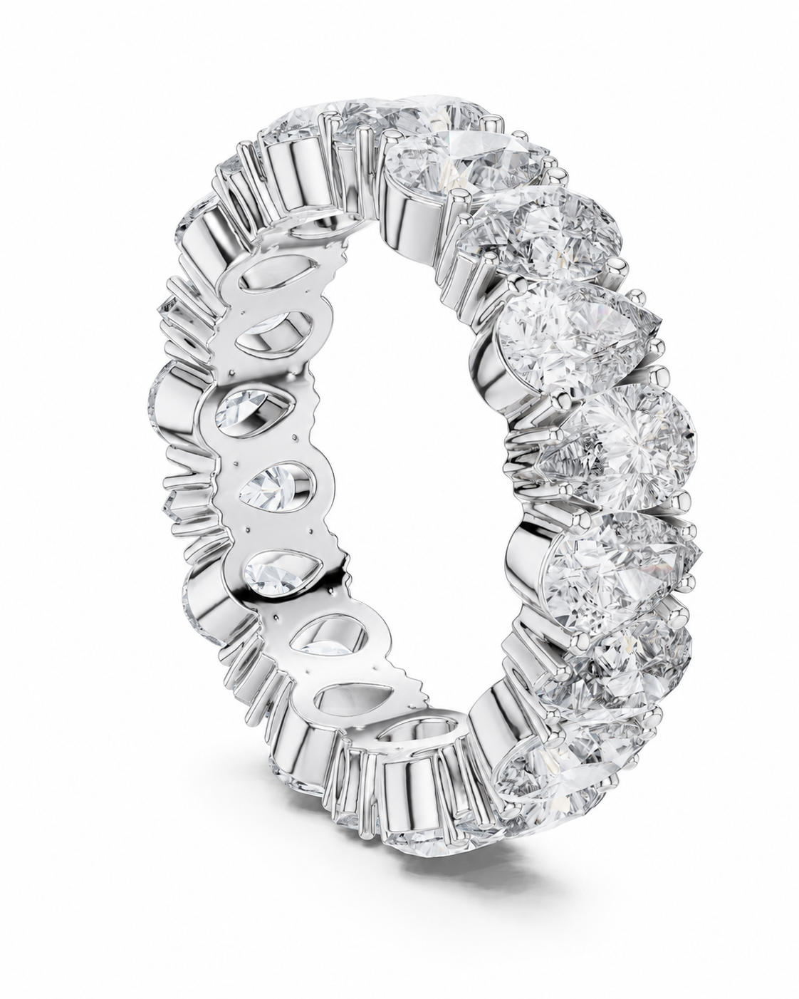 color_925_SIL,color_935_ARG,color_10K_WG, color_14K_WG &&	
A silver-tone eternity ring set with a continuous line of round brilliant-cut diamonds on a clean white background.