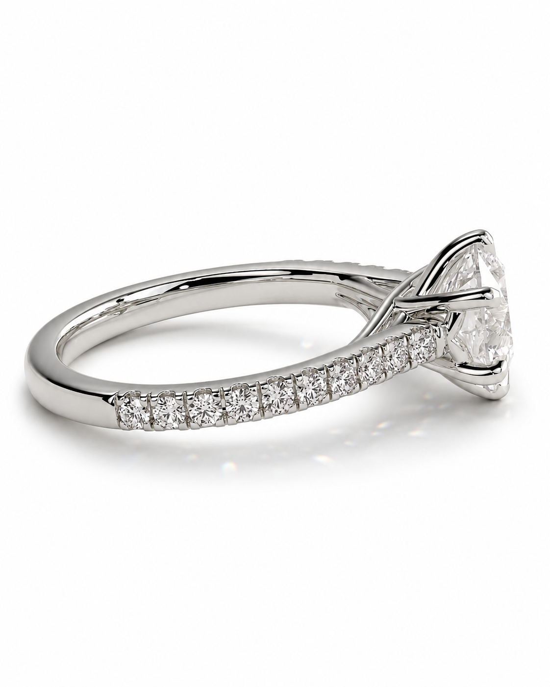 color_925_SIL,color_935_ARG,color_10K_WG, color_14K_WG &&A silver-toned diamond ring with a pave band and a large round center stone, shown on a clean white background.