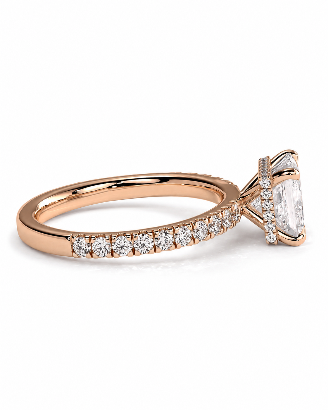 color_10K_RG, color_14K_RG &&Rose gold diamond ring with a marquise-cut center stone and pave-set diamonds along the band, shown on a white background.