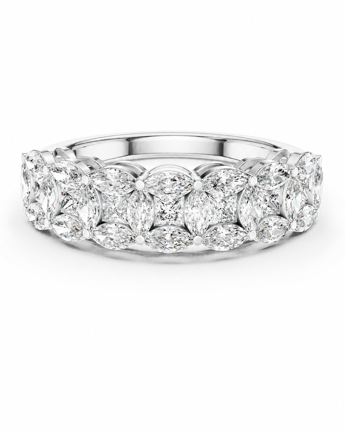 color_925_SIL,color_935_ARG,color_10K_WG, color_14K_WG &&	
A diamond eternity ring featuring marquise and oval-cut diamonds set in a polished silver-colored band, shown on a clean white background.