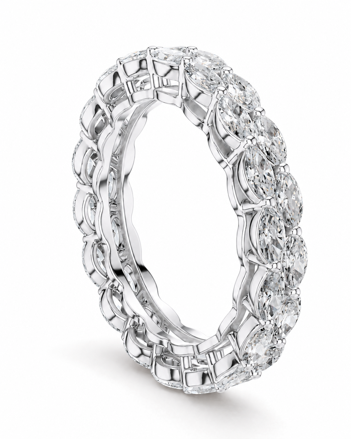 color_925_SIL,color_935_ARG,color_10K_WG, color_14K_WG &&	
A silver diamond eternity ring with a continuous line of round-cut diamonds in a prong setting, shown on a clean white background.