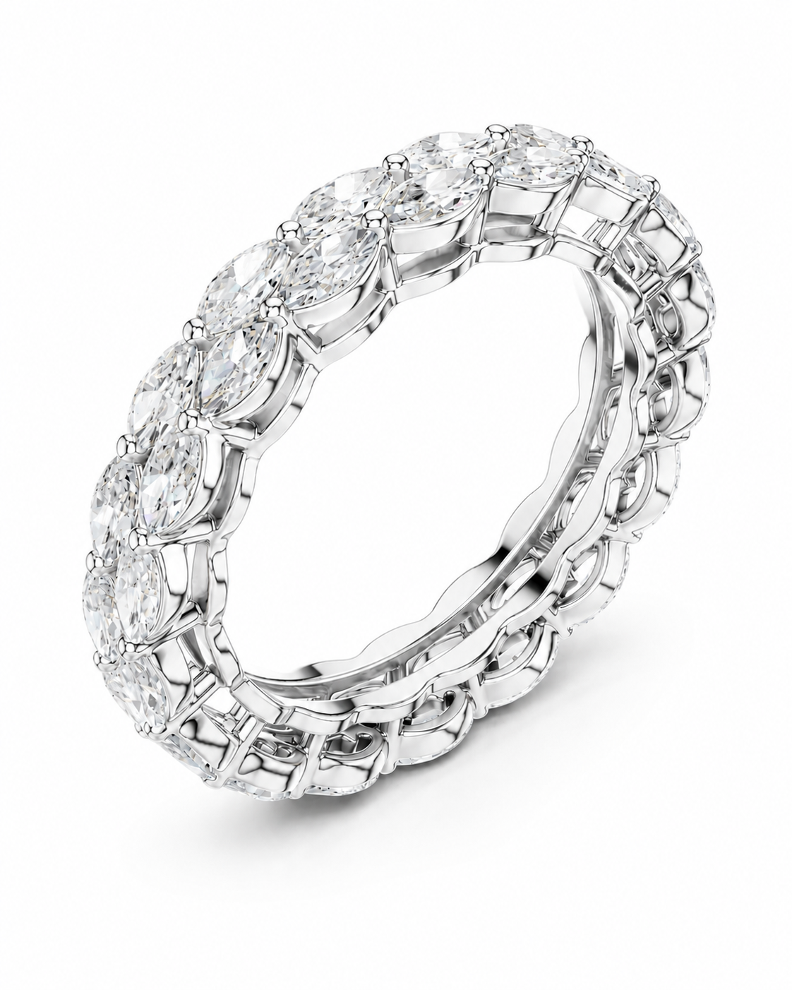 color_925_SIL,color_935_ARG,color_10K_WG, color_14K_WG &&	
A close-up studio shot of a diamond eternity ring in a silver-toned metal setting, showing the detailed pave and round-cut diamonds on a clean white background.