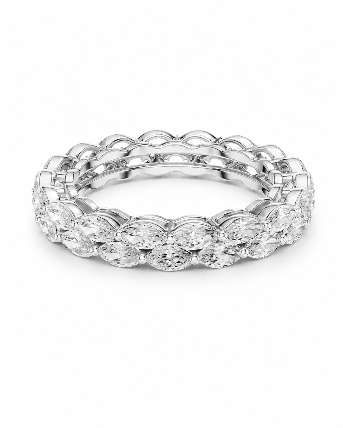 color_925_SIL,color_935_ARG,color_10K_WG, color_14K_WG &&	
A silver-tone eternity band ring set with multiple rows of round brilliant-cut diamonds, photographed on a clean white background.
