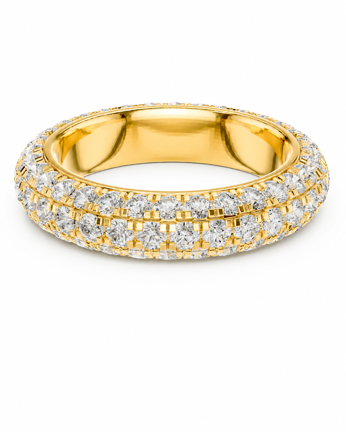 color_10K_YG, color_14K_YG &&	
A yellow gold eternity ring paved with round brilliant-cut diamonds, shown on a clean white background.