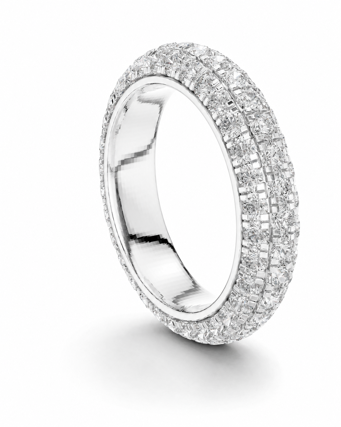 color_925_SIL,color_935_ARG,color_10K_WG, color_14K_WG &&	
A silver pave eternity ring with a double row of sparkling clear stones, shown at an angle on a clean white background.