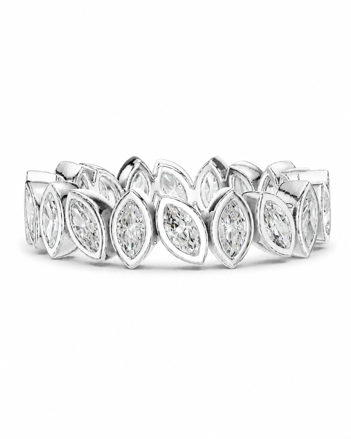 color_925_SIL,color_935_ARG,color_10K_WG, color_14K_WG &&	
A silver-toned diamond eternity band featuring marquise-cut and round diamonds set in a continuous row, photographed on a clean white background.