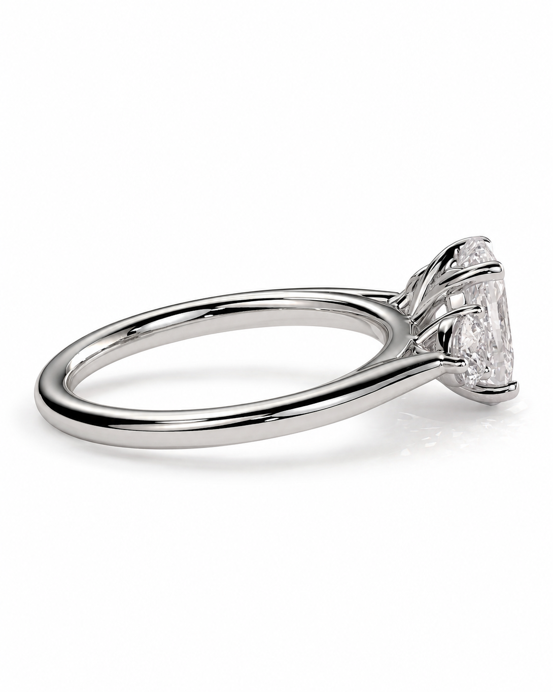 color_925_SIL,color_935_ARG,color_10K_WG, color_14K_WG &&A silver-toned diamond engagement ring with a marquise-cut center stone and smaller side stones, shown in a three-quarter view on a white background.