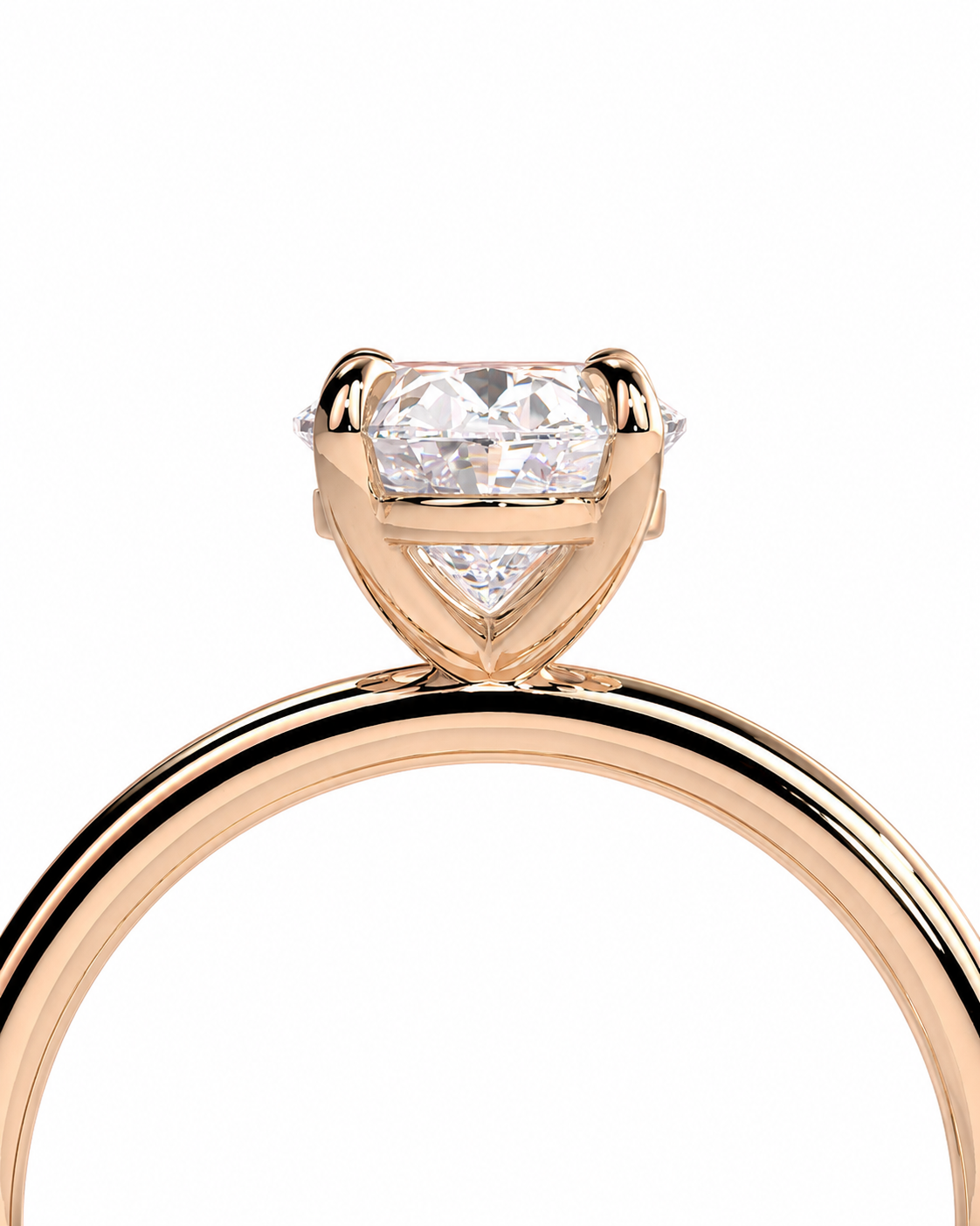 color_10K_RG, color_14K_RG &&Rose gold ring with a heart-shaped diamond solitaire and a small heart-shaped diamond accent below, shown on a white background.