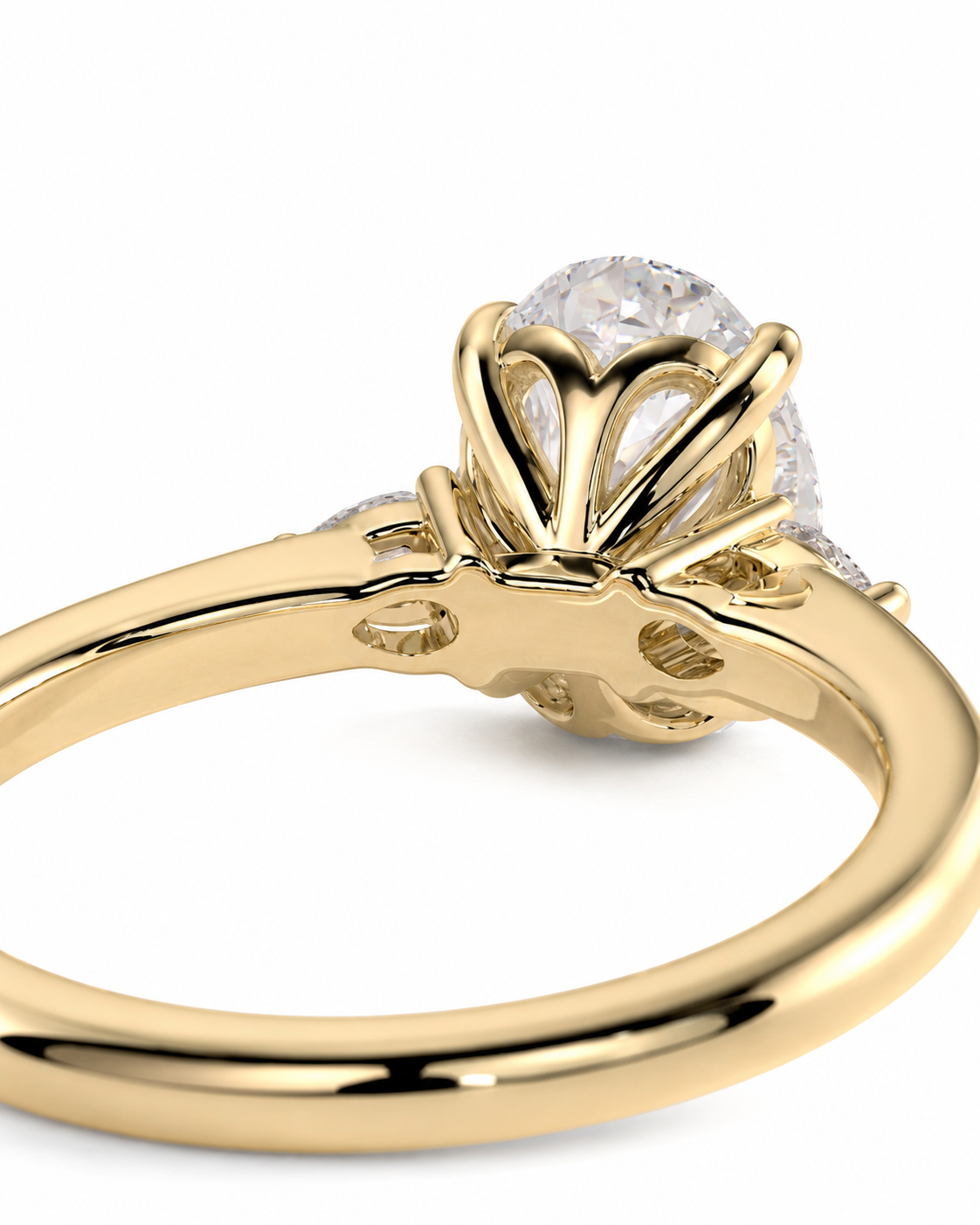 color_10K_YG, color_14K_YG &&A close-up shot of a yellow gold ring with a clear round-cut gemstone in a crown-like setting, shown on a plain white background.