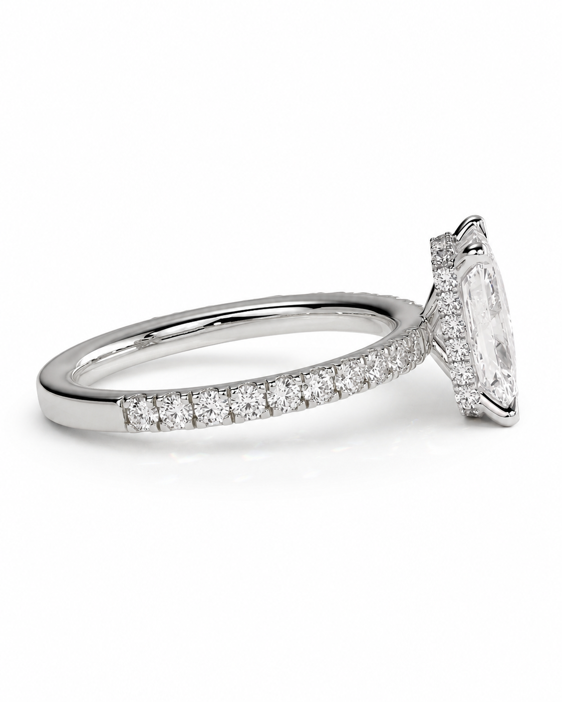 color_925_SIL,color_935_ARG,color_10K_WG, color_14K_WG &&A silver-toned diamond ring featuring a marquise-cut center stone in a prong setting with a pave band, shown on a clean white background.